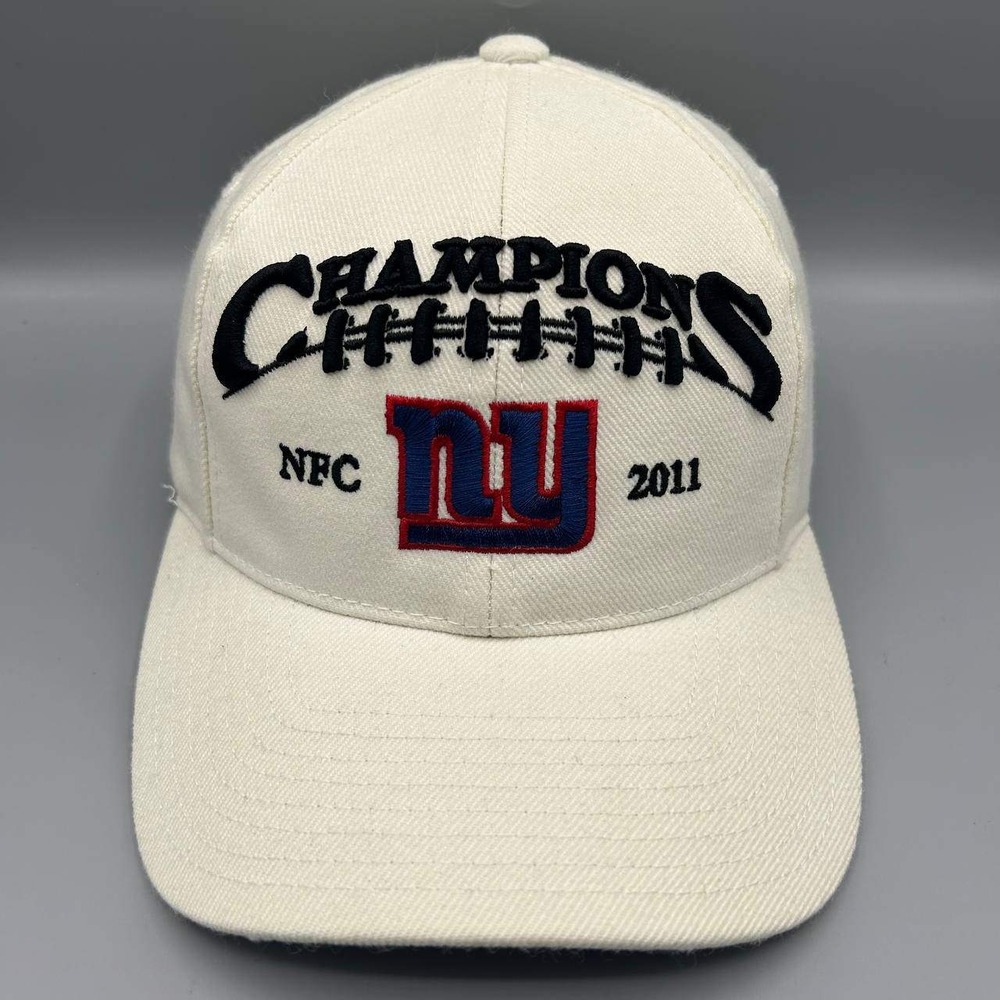 Vintage New York Giants Hat Men White NFC Champions NFL Reebok Snap Back Cap